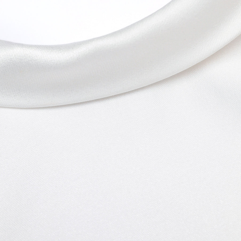 White Satin Ramie Midi Dress