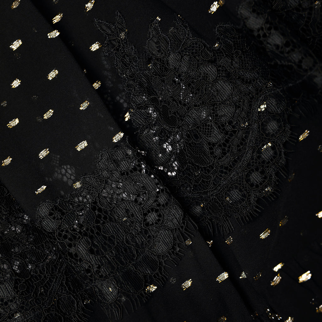 Black And Gold Chiffon Lace Maxi Skirt