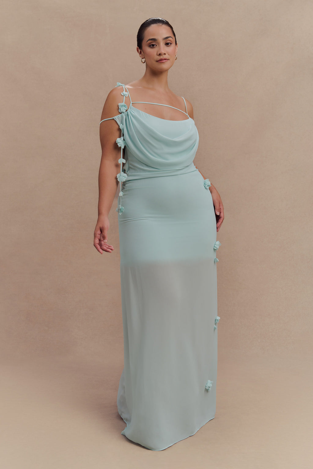 Rosalie Floral Chiffon Maxi Dress - Lagoon