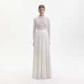 Pleated Crochet Floral Maxi Dress