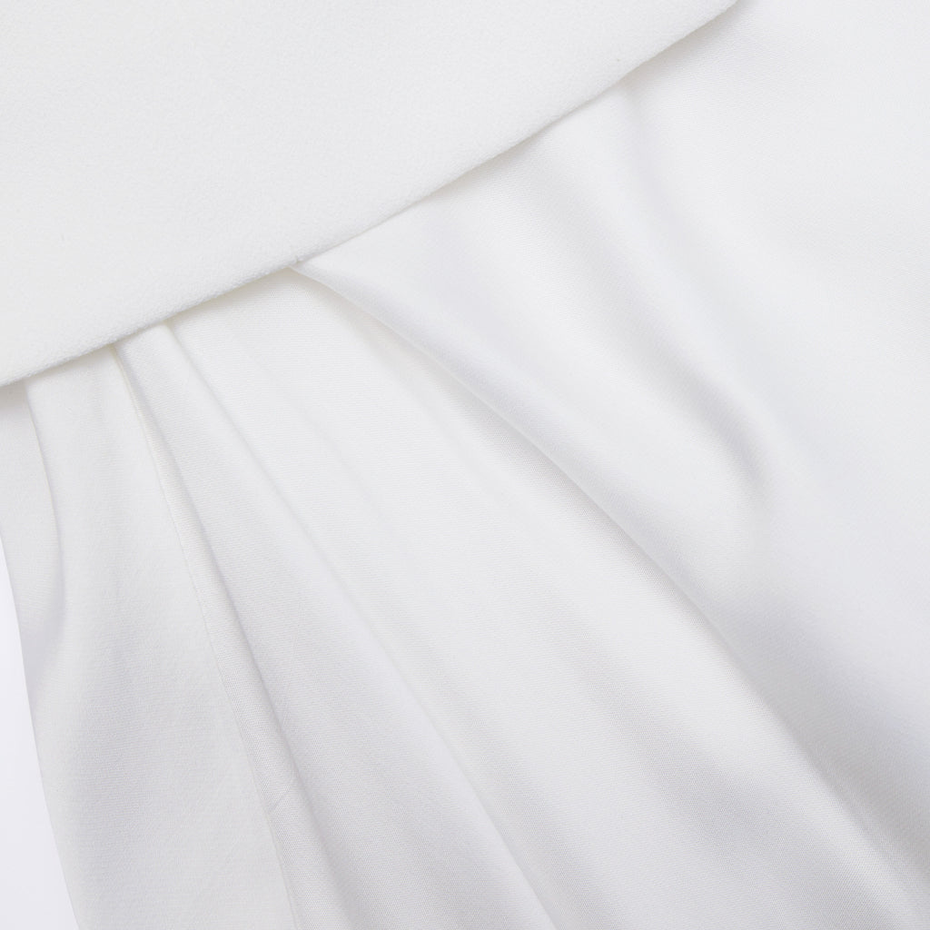 White Crepe Tailored Maxi Dress