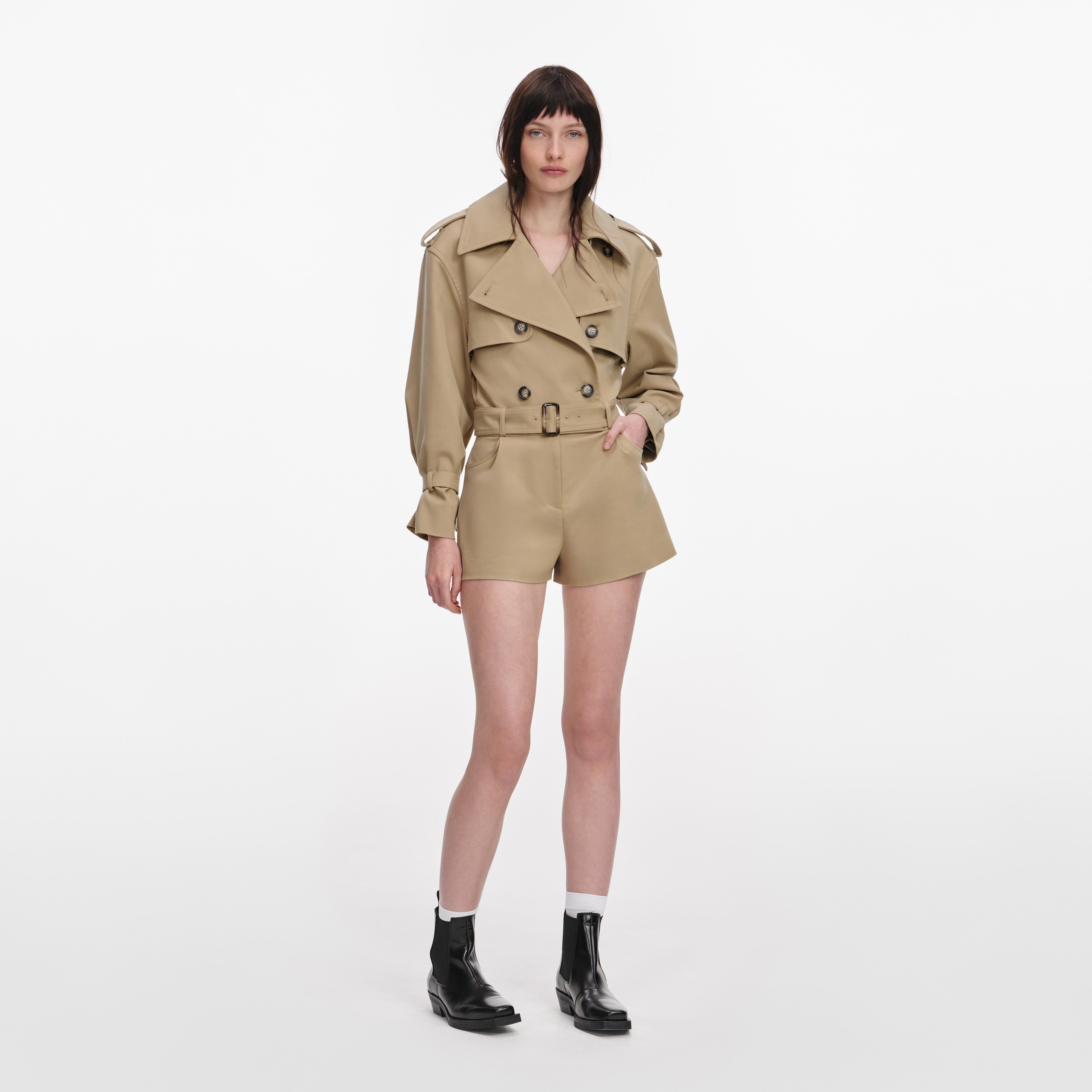 Beige Cotton Playsuit