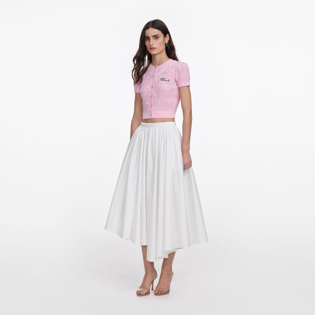 Pink Pointelle Knit Top