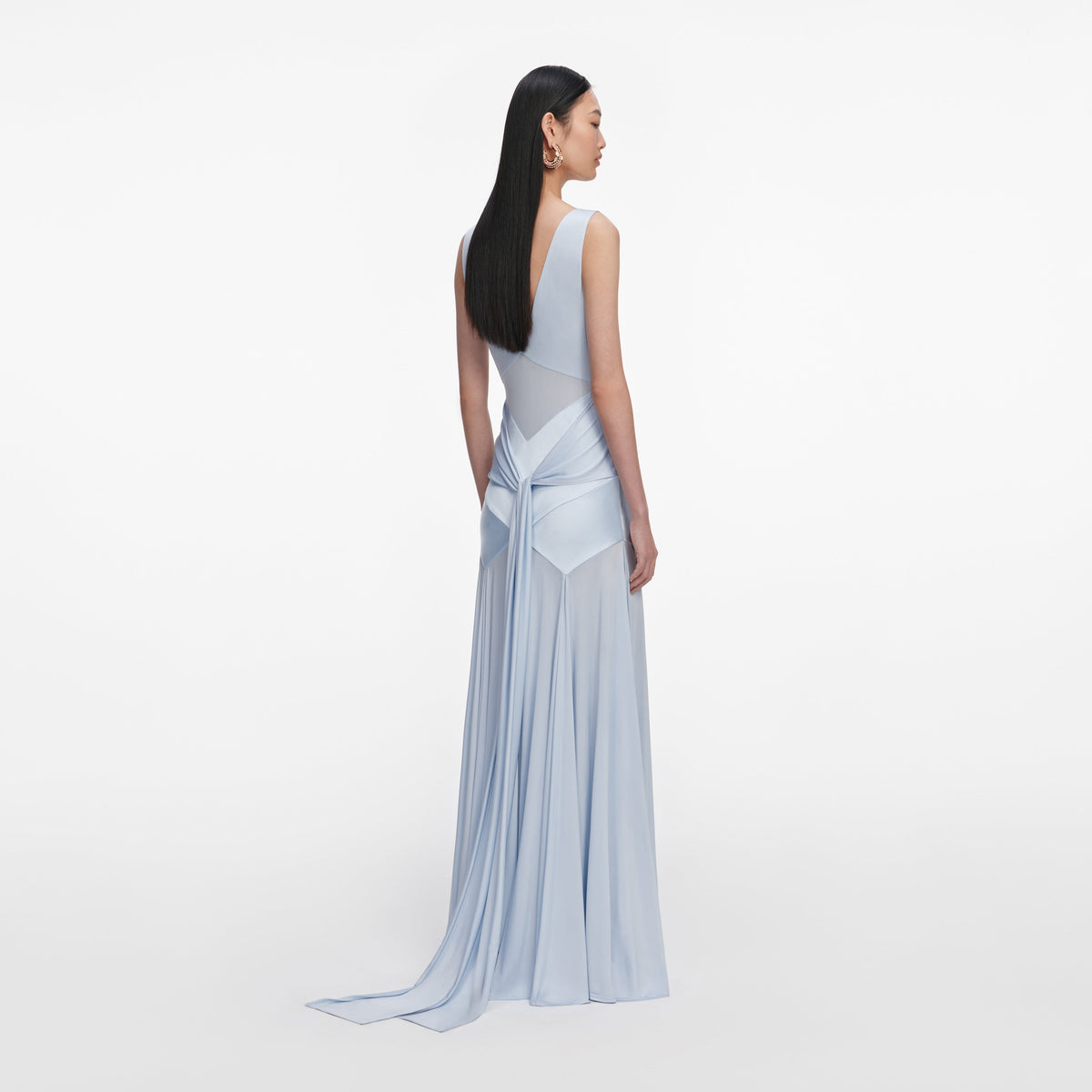 Blue Satin Jersey Maxi Dress