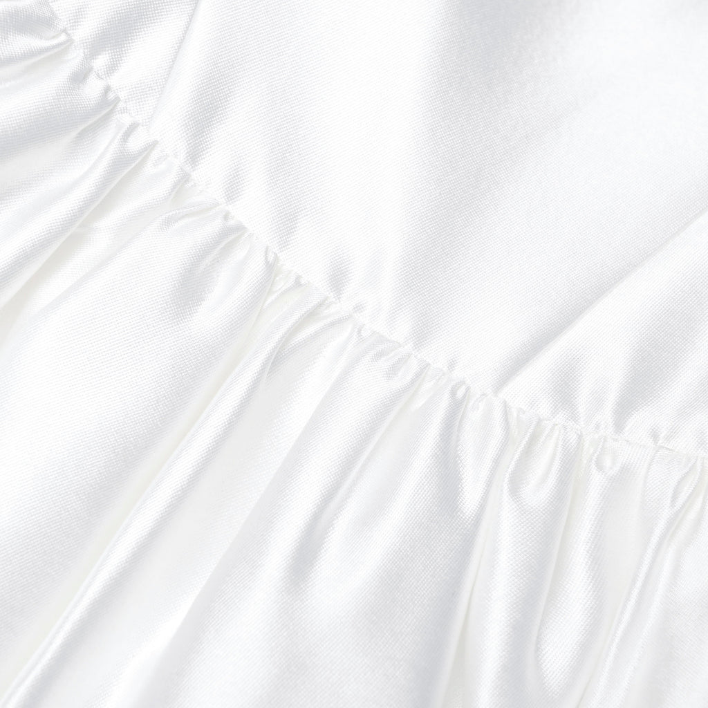 White Taffeta Strapless Midi Dress
