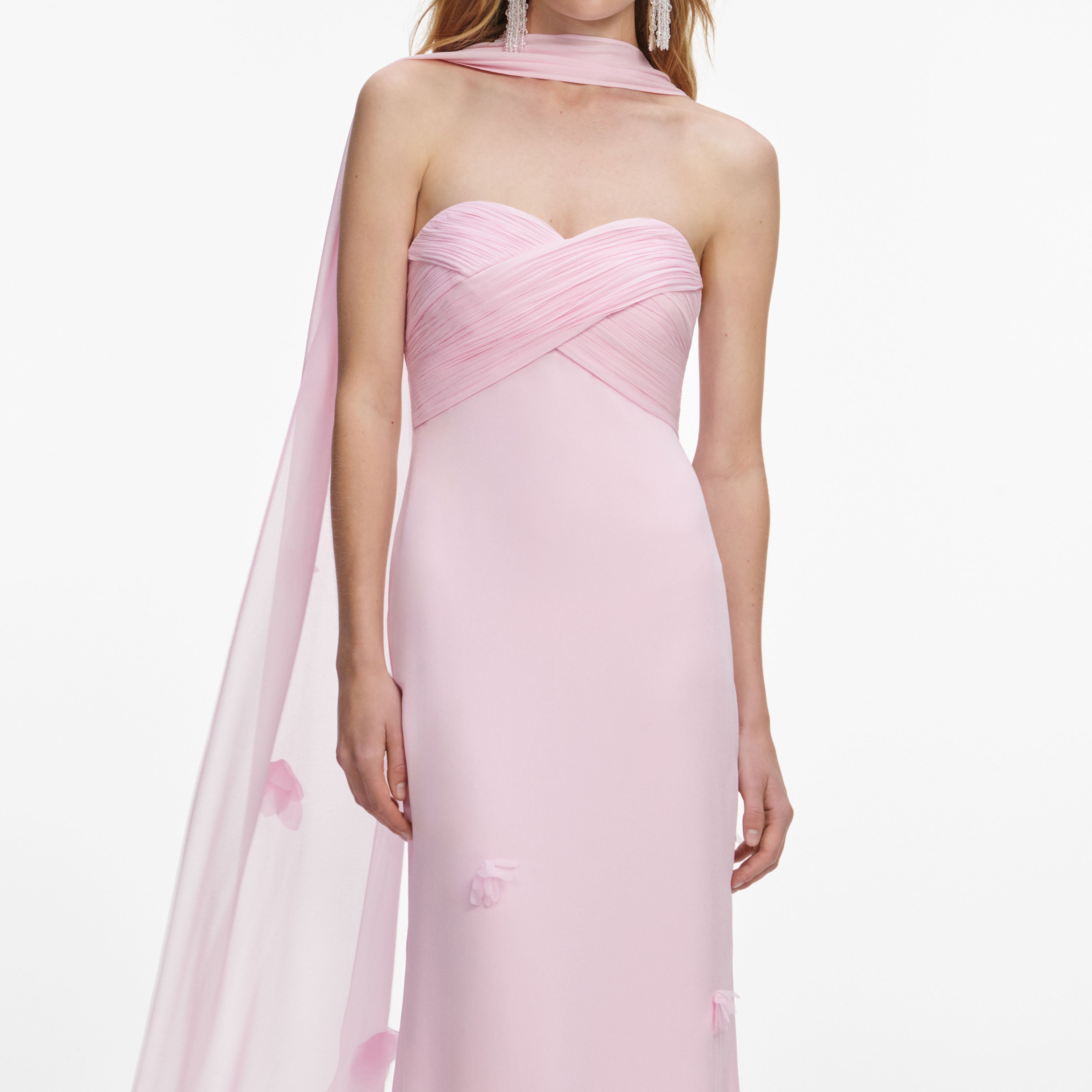 Pink Georgette Scarf Maxi Dress