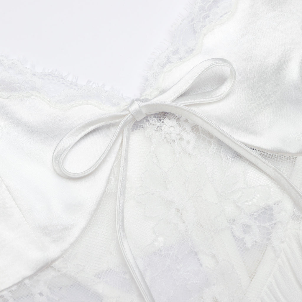 White Georgette Satin Maxi Dress