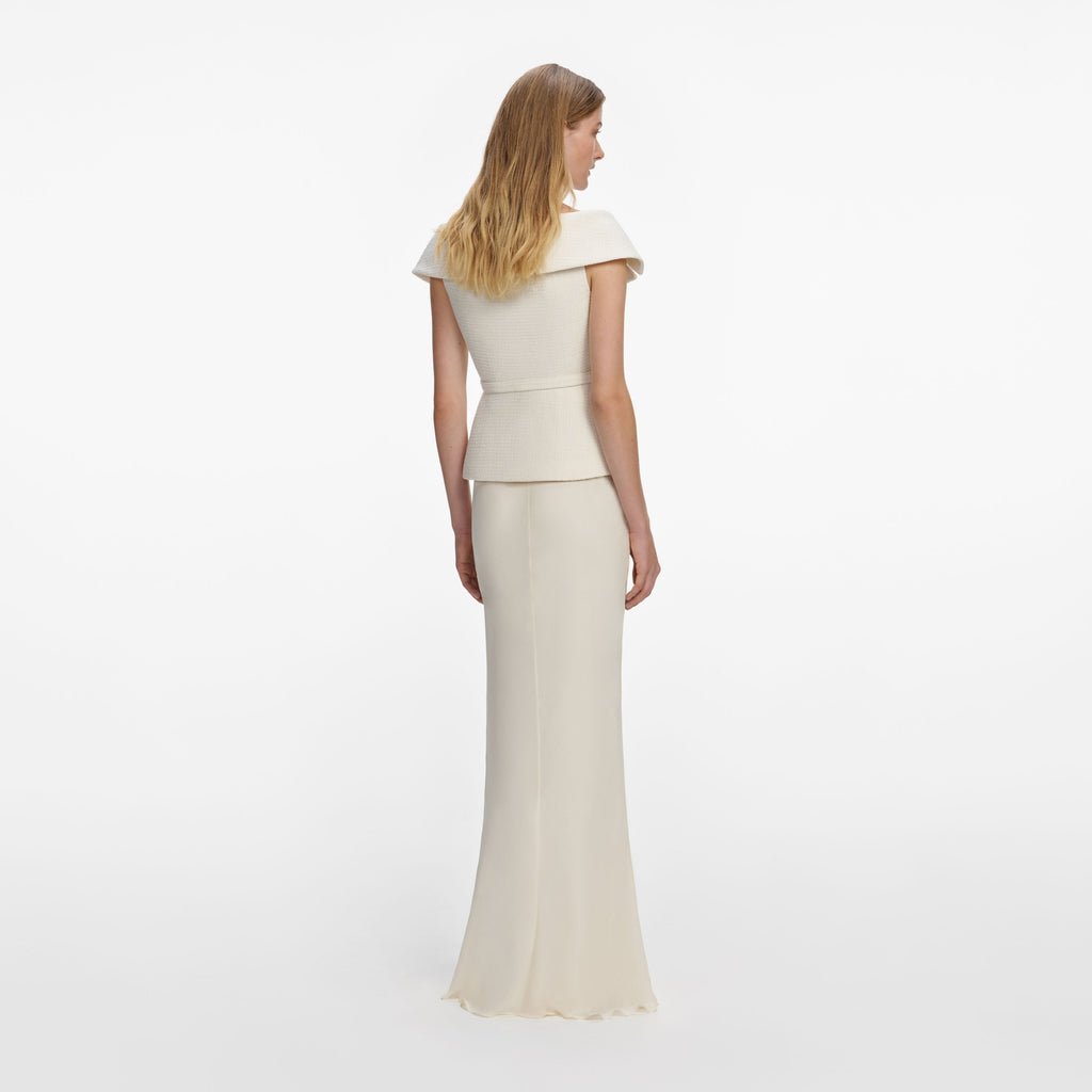 Cream Boucle Maxi Dress