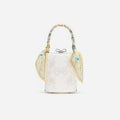 Cream Linen Yellow Floral Mini Bow Bag