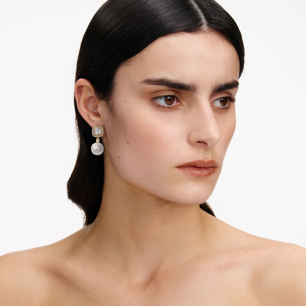 Gold Crystal Pearl Earrings