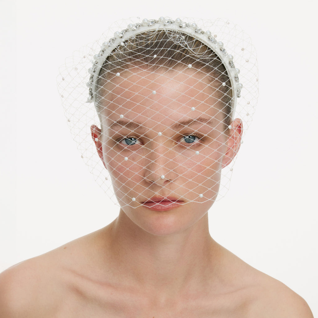 Pearl Embellished Veil Headband