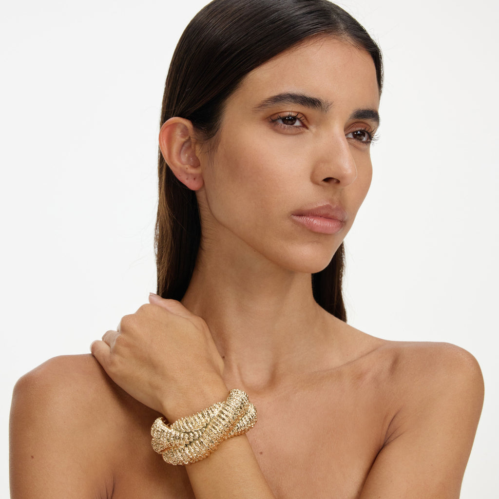 Textured Gold Twisted Cuff