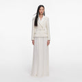 Cream Tailored Boucle Chiffon Maxi Dress