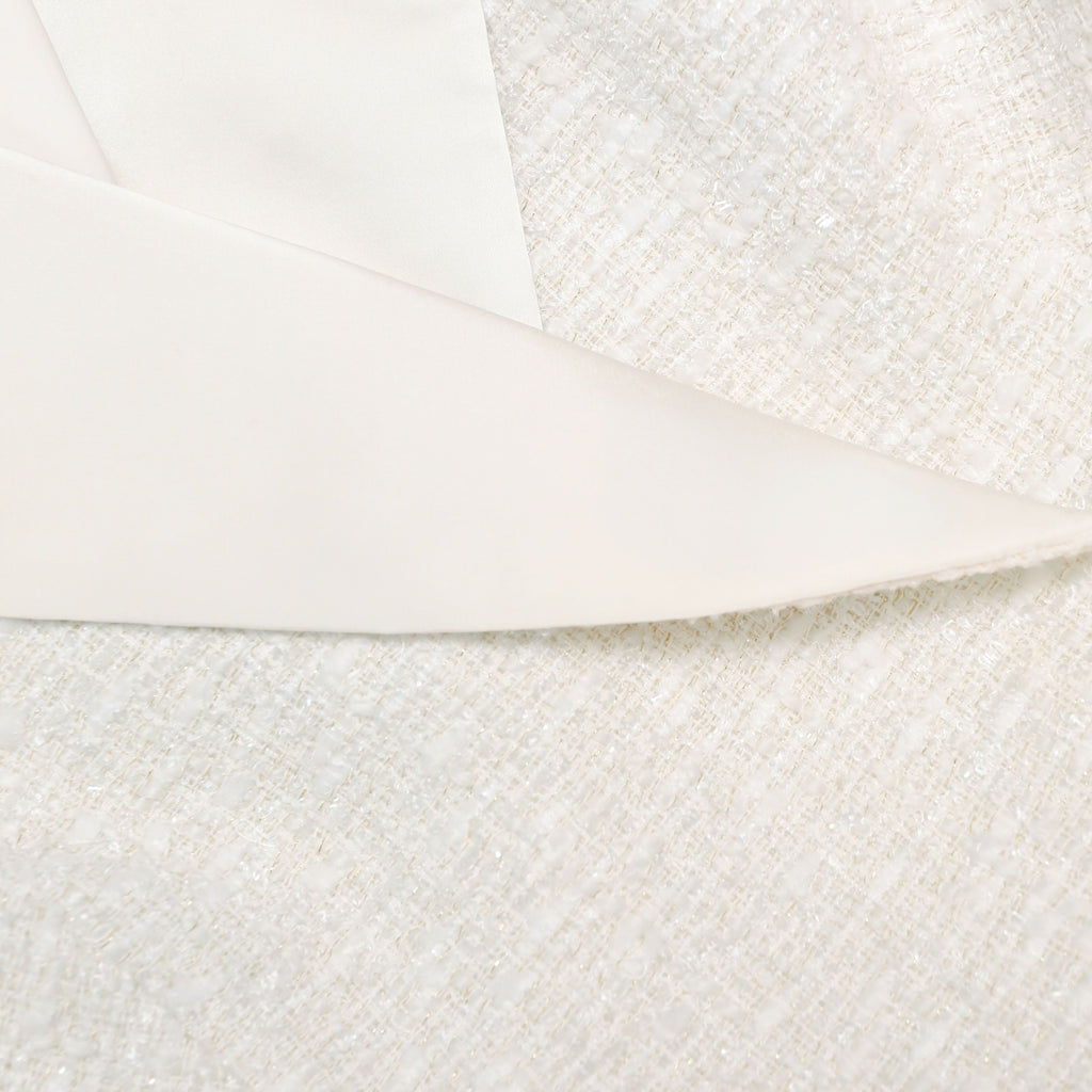 Cream Tailored Boucle Chiffon Maxi Dress