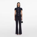 Navy Metallic Boucle Jumpsuit