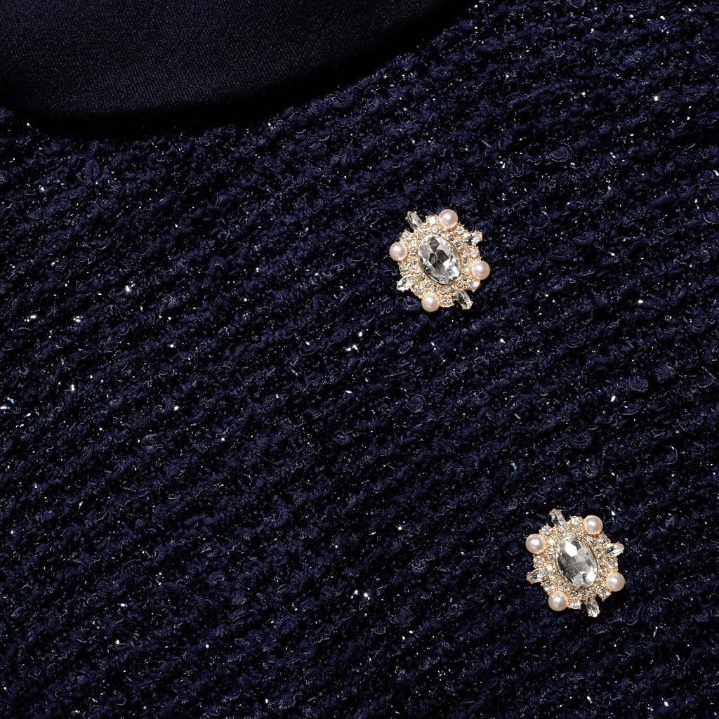 Navy Metallic Boucle Jumpsuit