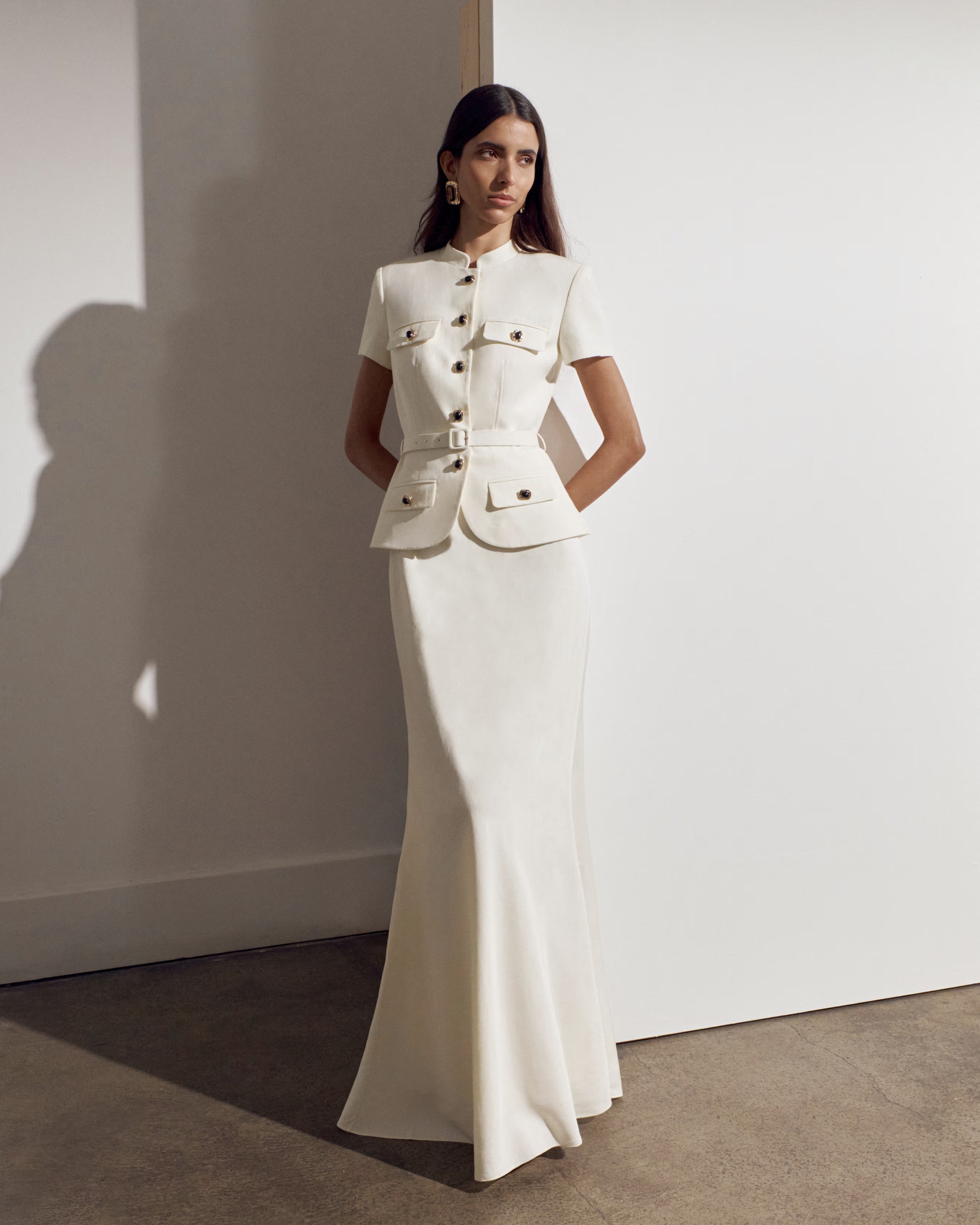 Cream Linen Blend Peplum Maxi Dress