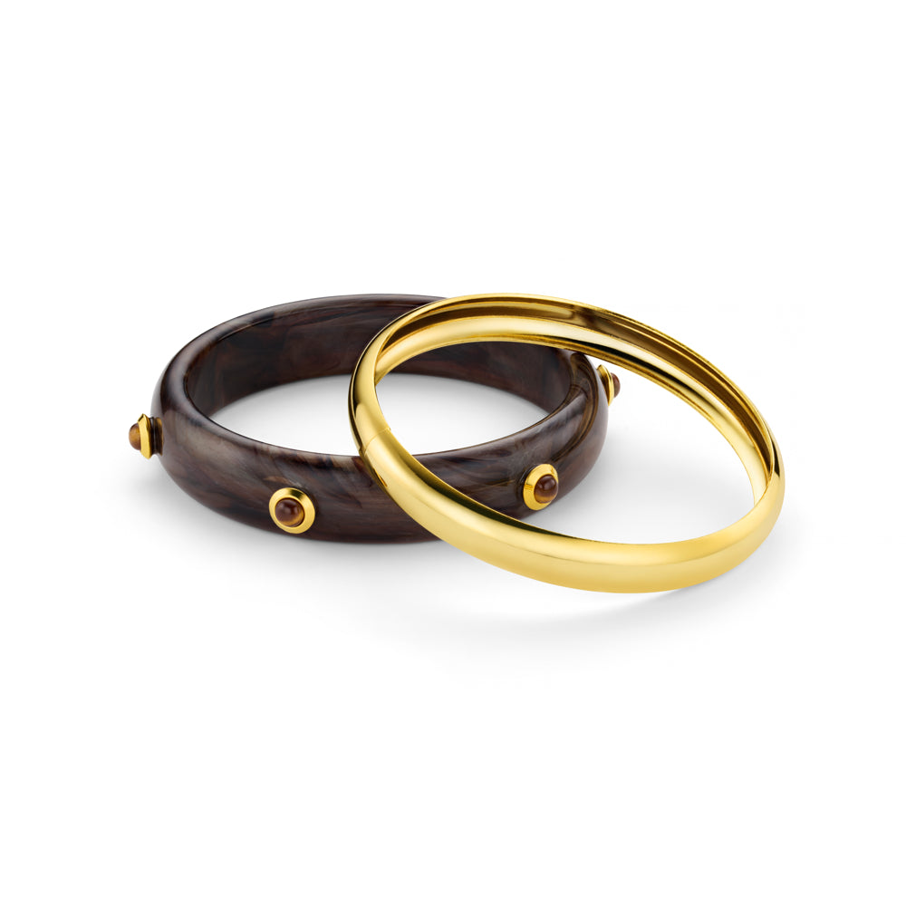 Semi-Precious Tiger's Eye Bangle Wrist Stacking Set