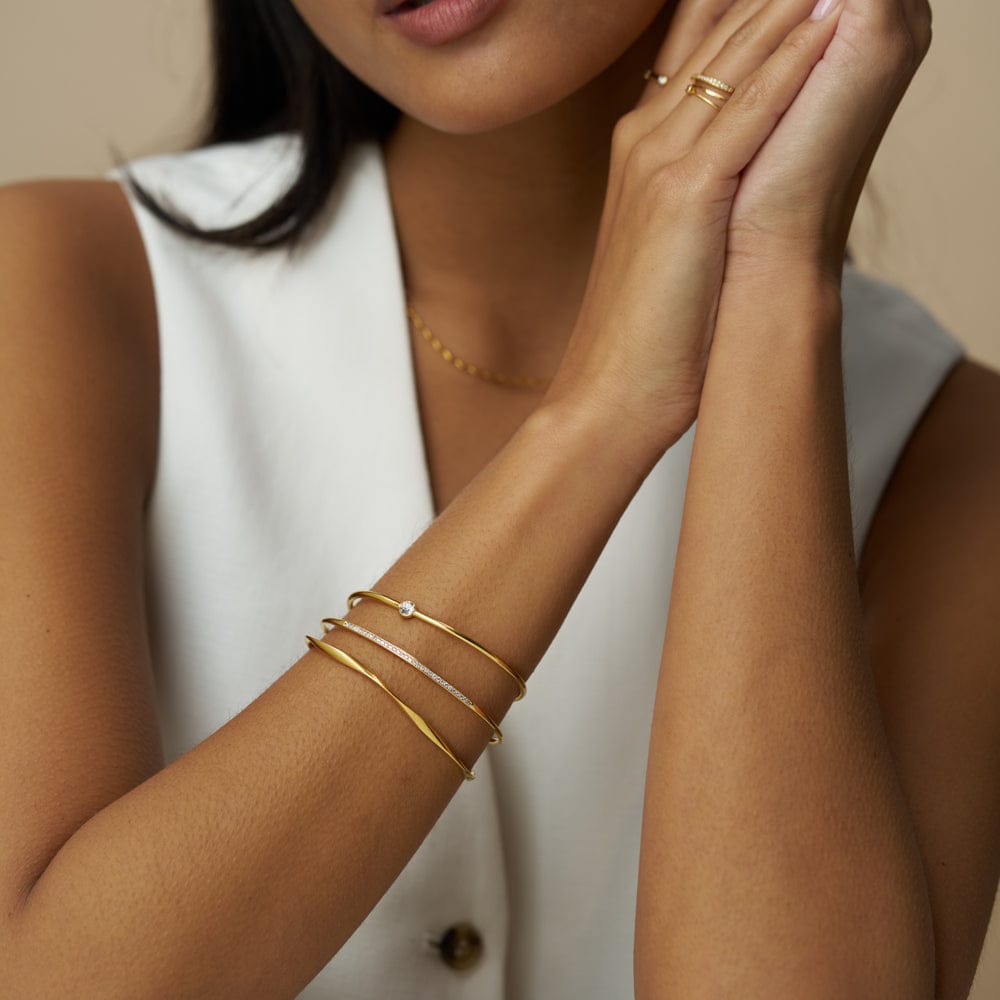 Fine Crystal & Wave Wrist Stacking Set