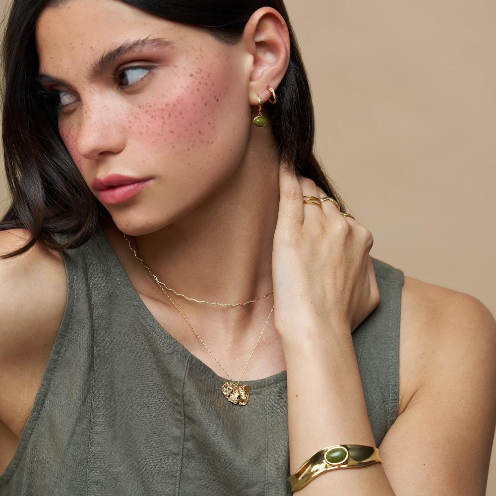 Organic Semi-Precious Green Jade Cuff