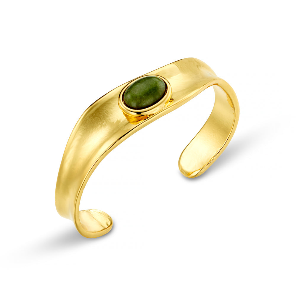 Organic Semi-Precious Green Jade Cuff