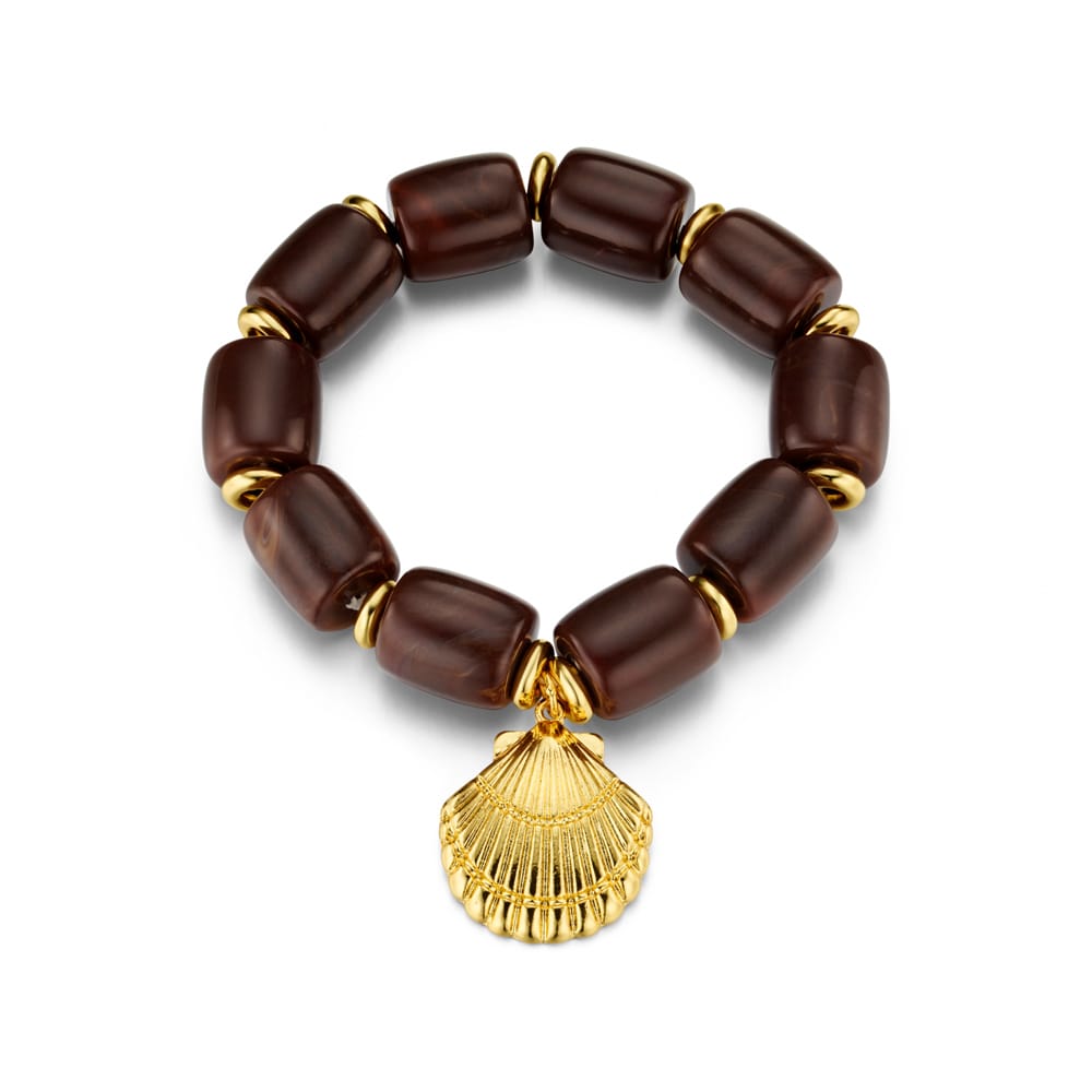 Chunky Beaded Shell Charm Bracelet