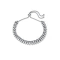 Metal Nugget Adjustable Slider Bracelet - Silver