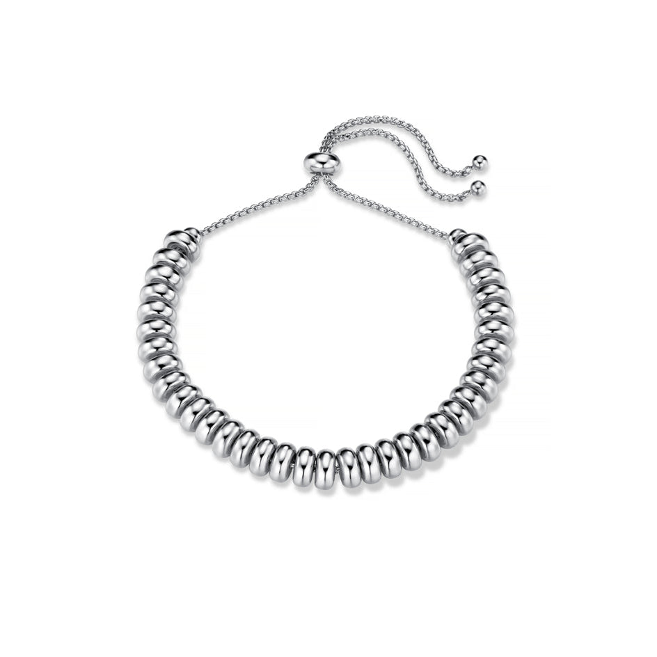 Metal Nugget Adjustable Slider Bracelet - Silver