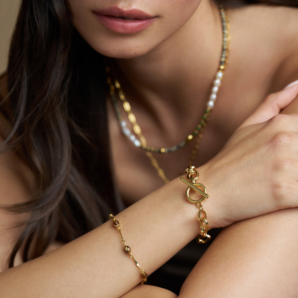 Tiger's Eye & Bar Link Bracelet