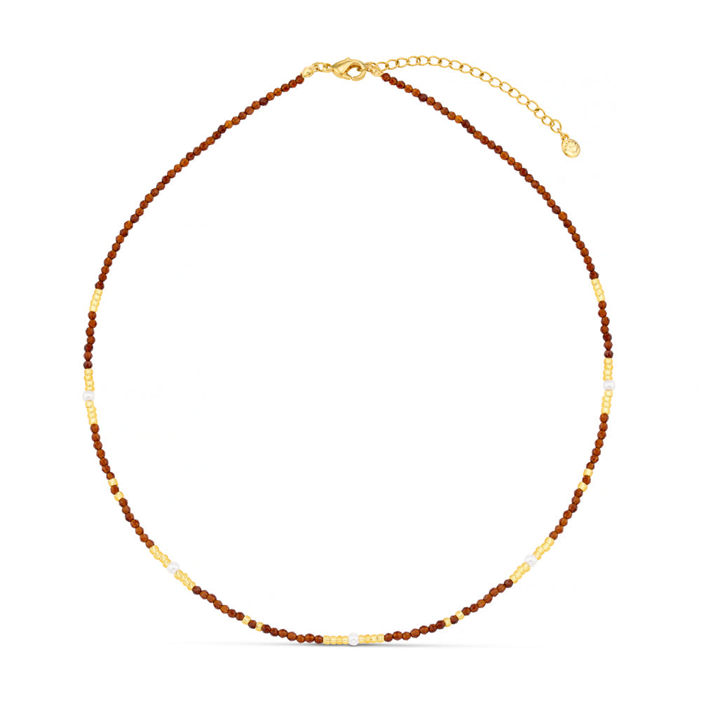 Fine Sunset Bead & Pearl Necklace