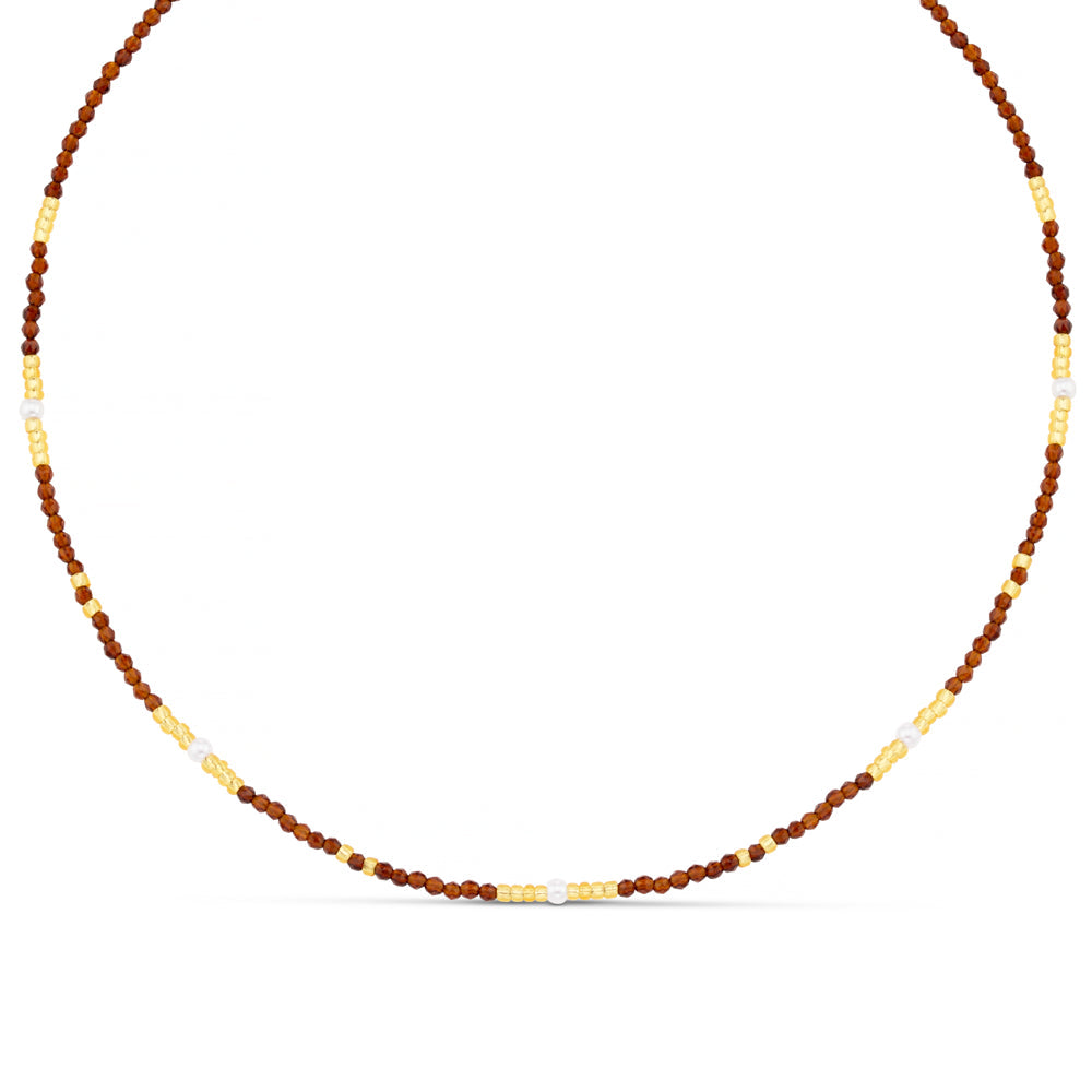 Fine Sunset Bead & Pearl Necklace