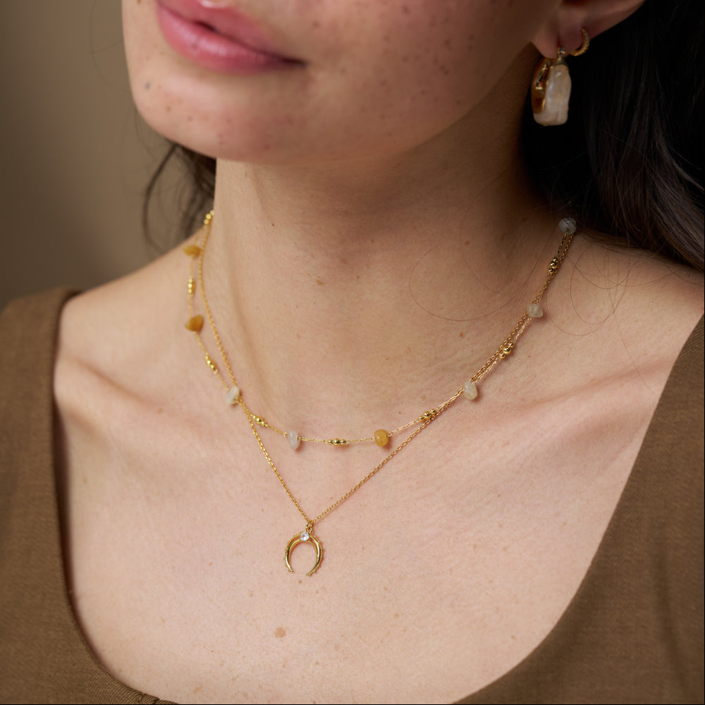 Warm Chip & Bead Necklace