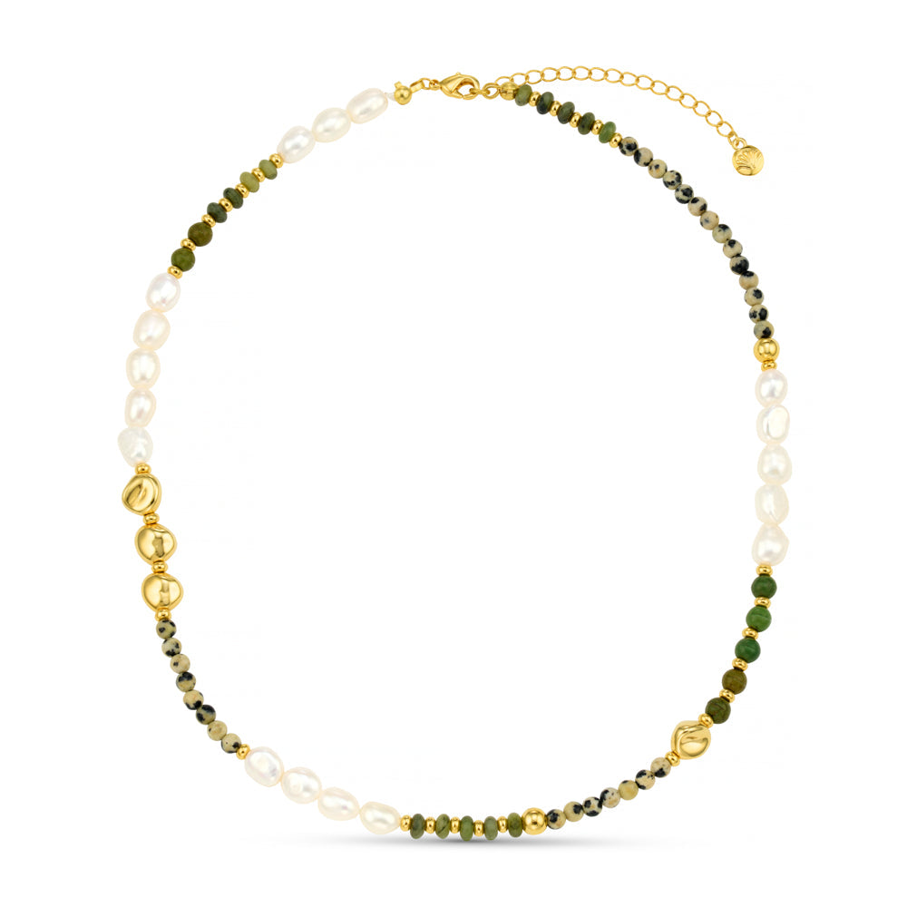 Mixed Semi-Precious & Pearl Beaded Necklace
