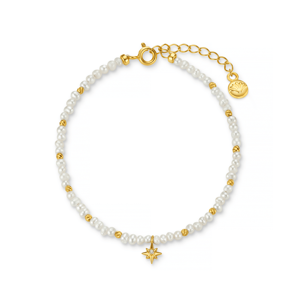 LUXE Mini Pearl Bead & Star Charm Bracelet