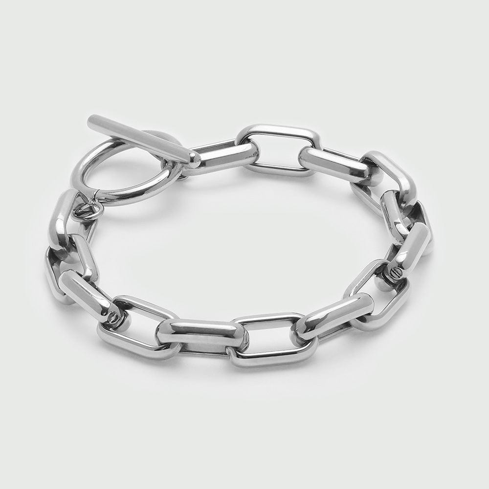 LUXE Rectangle Link T-Bar Bracelet - Silver