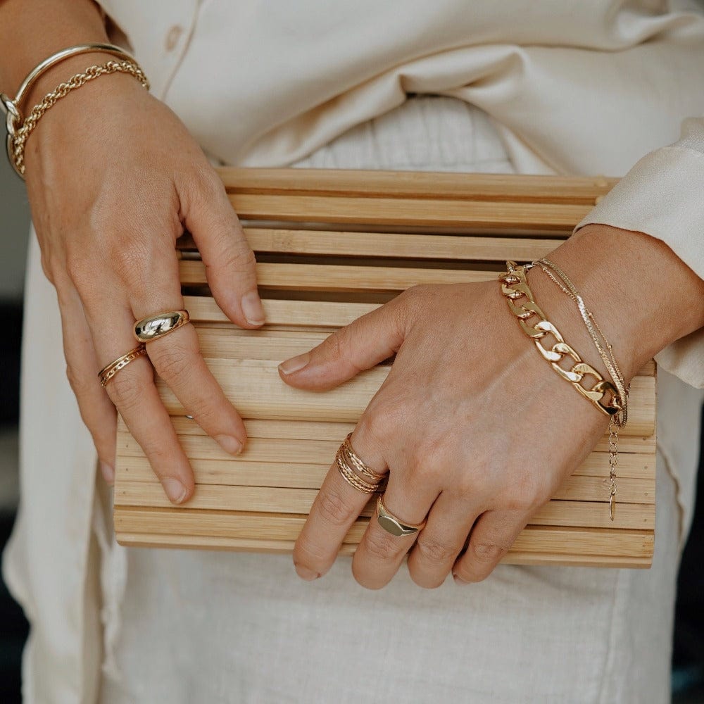Satellite & Flat Curb Bracelet Duo - Gold