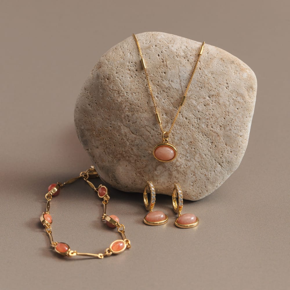 Pink Stone & Bar Link Bracelet