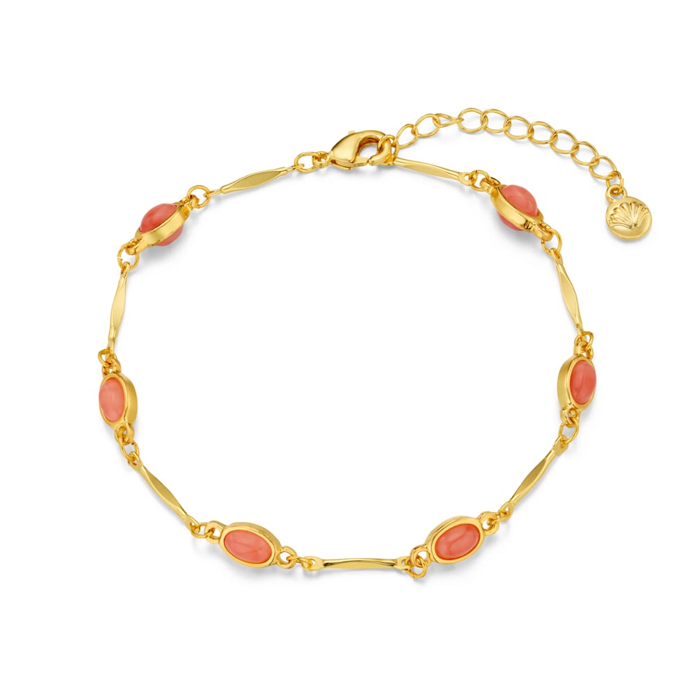 Pink Stone & Bar Link Bracelet