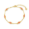 Pink Stone & Bar Link Bracelet
