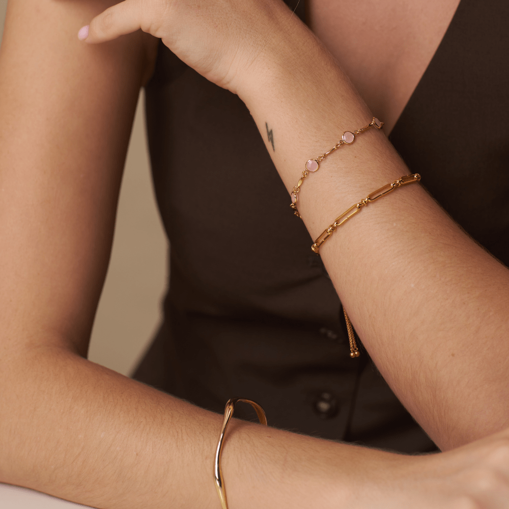 Rose Water Opal & Link Chain Bracelet