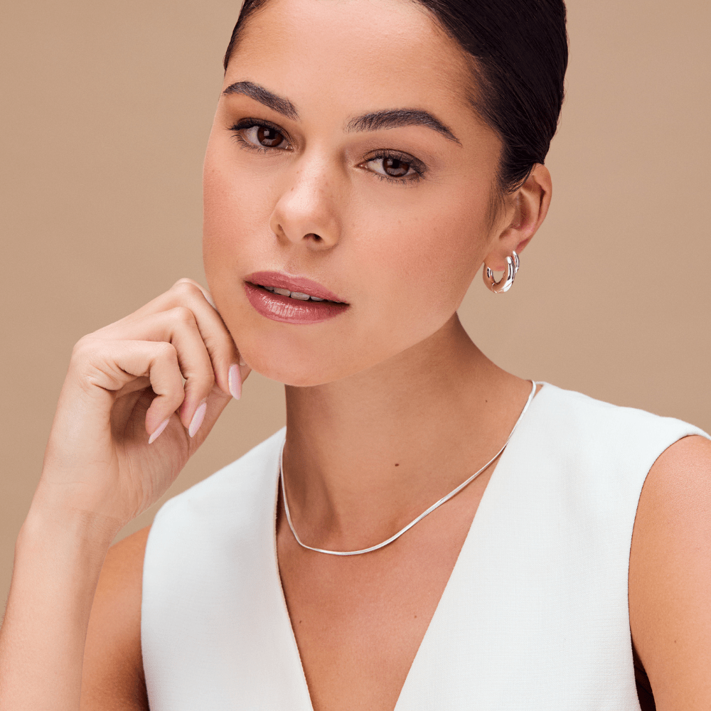 LUXE Flat Snake Chain Necklace-Silver