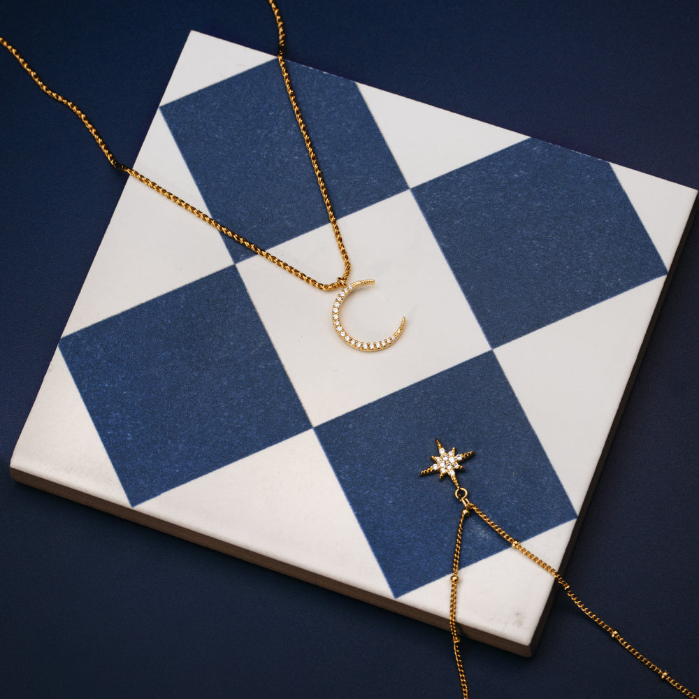 Pavé Starburst Satellite Chain Necklace