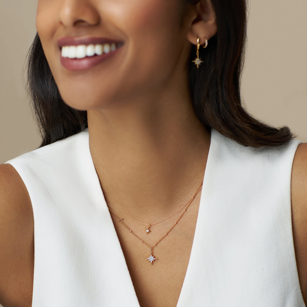 Pavé Starburst Satellite Chain Necklace