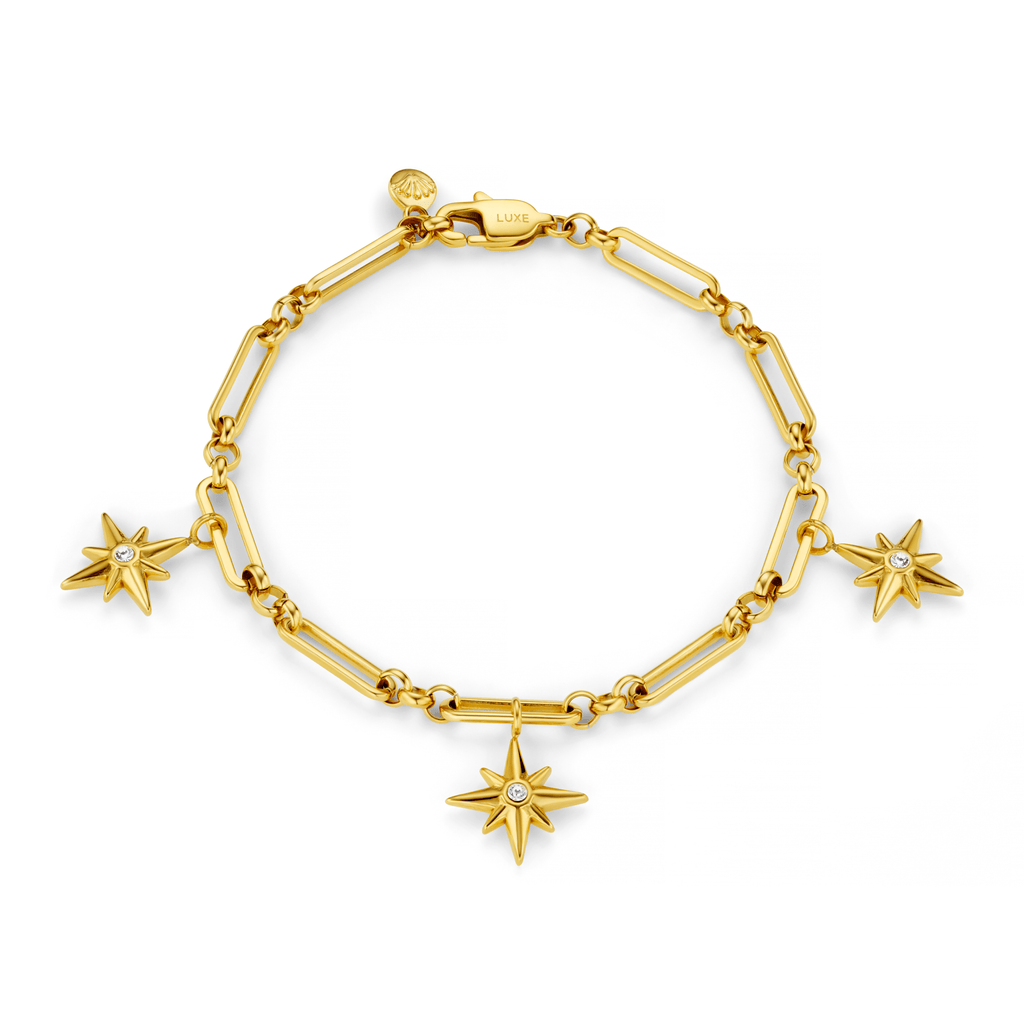 LUXE Crystal Starburst Charm Bracelet