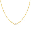 Stationed Pearl & Chain Link Necklace