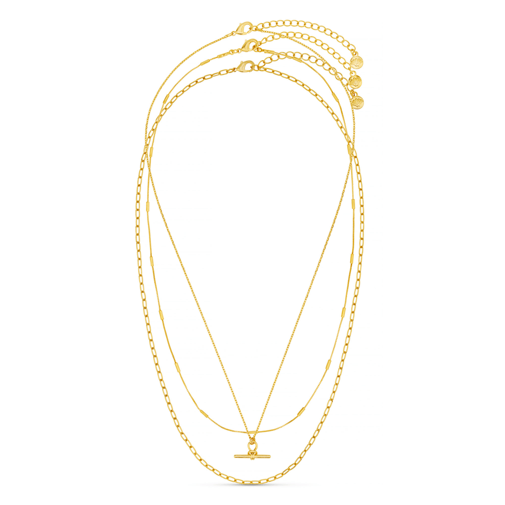 Dainty T-Bar 3-Row Necklace