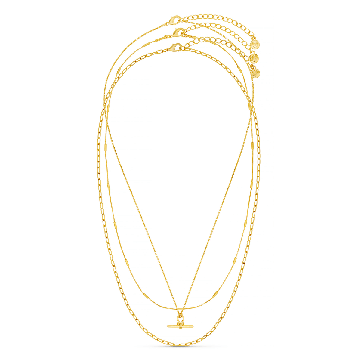 Dainty T-Bar 3-Row Necklace