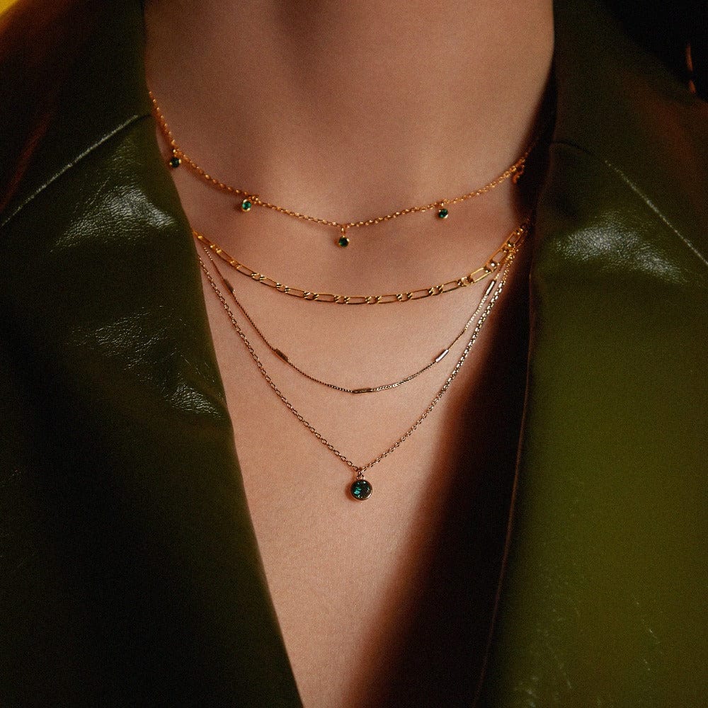 Emerald 3-Row Necklace Made With Swarovski® Crystals