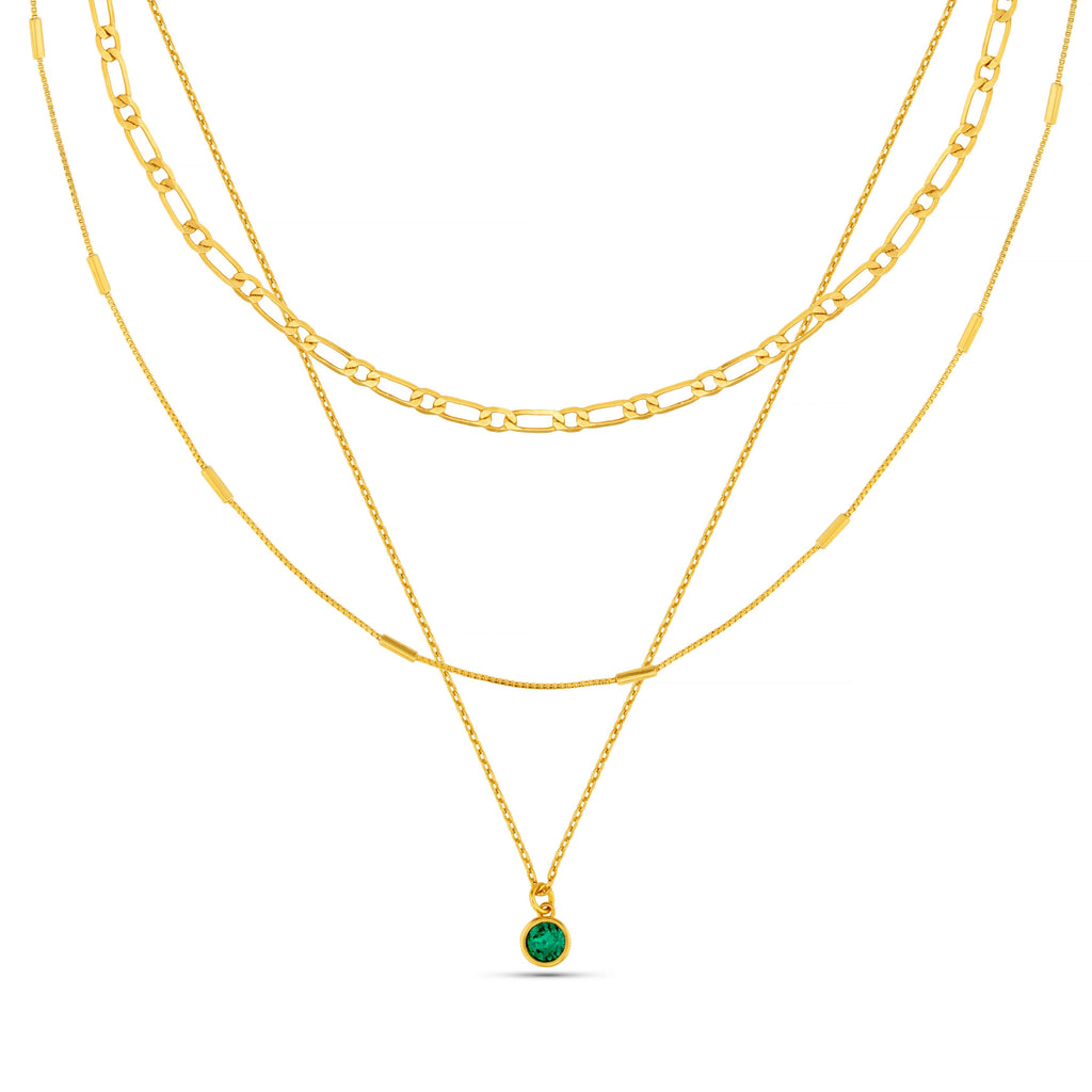 Emerald 3-Row Necklace Made With Swarovski® Crystals