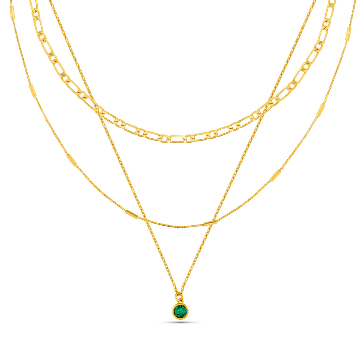Emerald 3-Row Necklace Made With Swarovski® Crystals